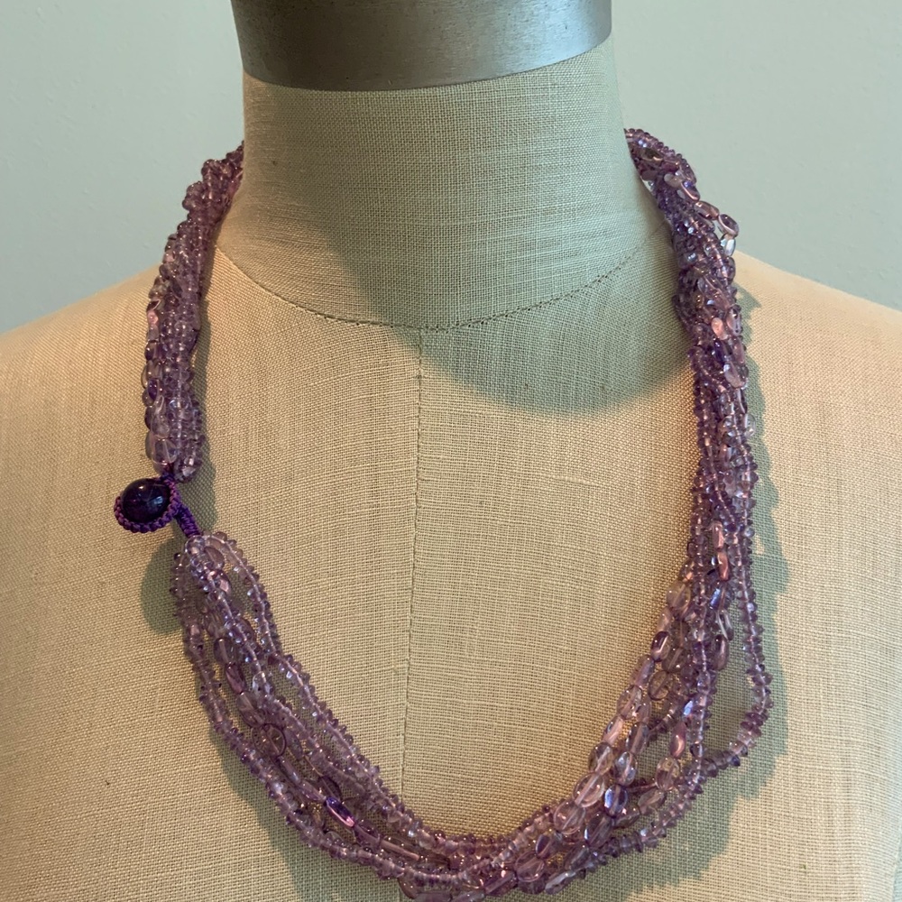 Gorgeous 6 Strand Amethyst Bead Necklace - Picture 3 of 4